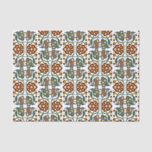 Papel De Seda Floral Vintage - padrão de arte foliar estoniano 