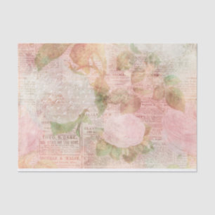 Papel De Seda Floral Vintage Rosa Elegante