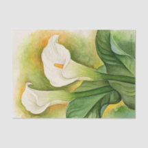 Floral White Cala Lily Decoupage Watercolor