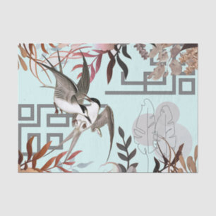 Papel De Seda Florals Browns, Cranberry Tan & Birds Decoupage