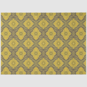 Papel De Seda Flores Amarelas de Cor damasco Floral Marrom-marro