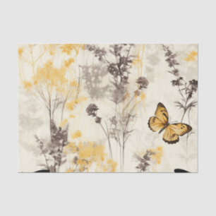 Papel De Seda Flores Amarelas Delicadas Eetéreas