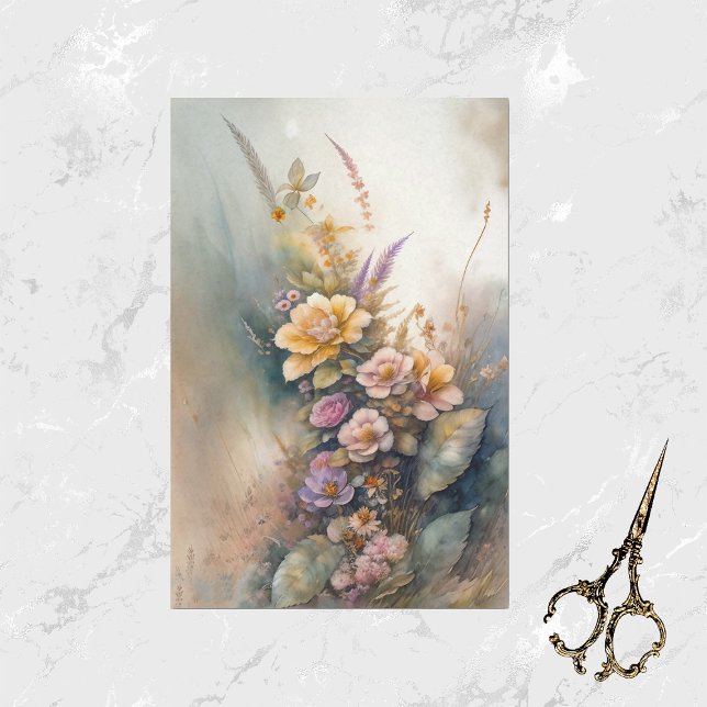 Papel De Seda Flores Amarelas Mudadas Aquarela (Criador carregado)