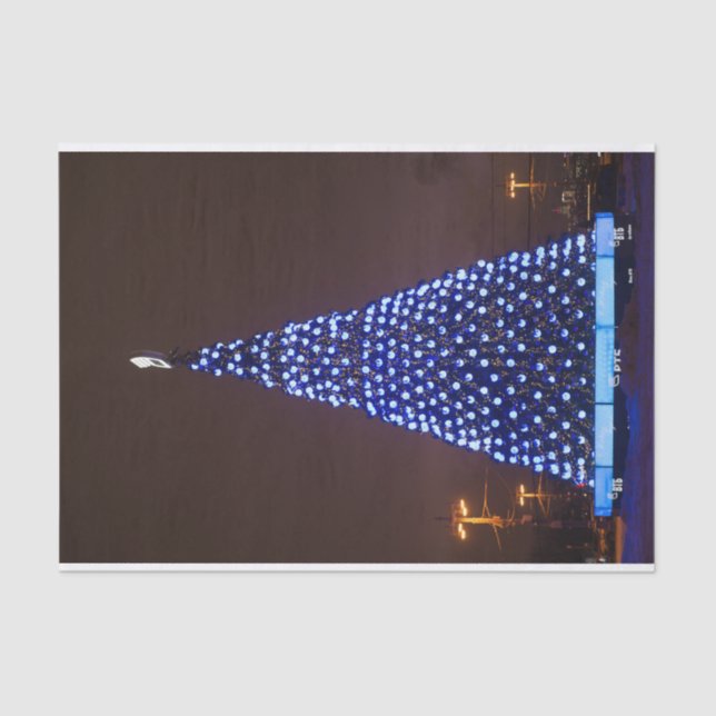 Papel De Seda Flores azuis árvore de Natal (Frente )