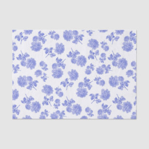Papel De Seda Flores azuis e brancas delicadas florais