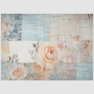 Papel De Seda Flores azuis e rosa pastosas chiques