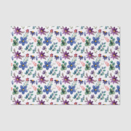 Papel De Seda Flores Azuis Púrpuras de Decoupage Aquarela