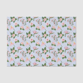 Papel De Seda Flores azul claro e rosa