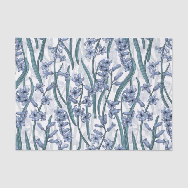 Papel De Seda Flores Blue Hyacinth em branco (Frente )