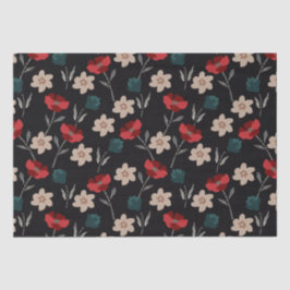 PAPEL DE SEDA FLORES BOHO ABSTRATO A PRETO