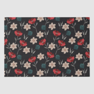 PAPEL DE SEDA FLORES BOHO ABSTRATO A PRETO