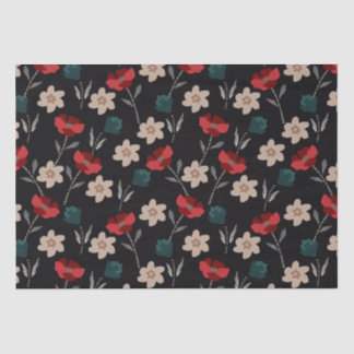 PAPEL DE SEDA FLORES BOHO ABSTRATO A PRETO