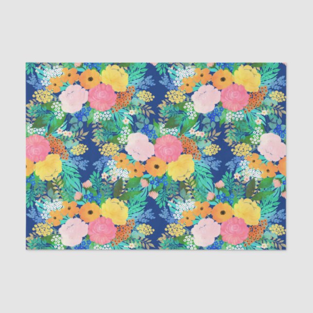 Papel De Seda Flores bonito, cor-de-rosa, Boho Design (Frente )