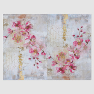 Papel De Seda Flores bonito, cor-de-rosa, em vindima