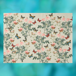 Papel De Seda Flores & Borboletas Vintage Decoupage Pewter Vs2