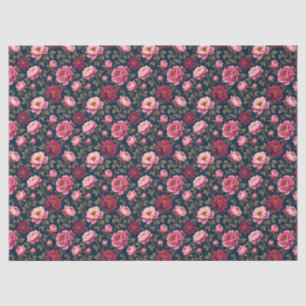 Papel De Seda Flores Borgonhosas e Rosa