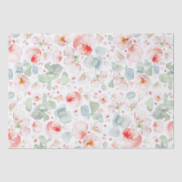 Papel De Seda Flores Botânicas de Aquarela Rosa Claro Suave