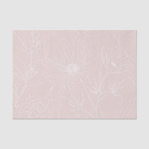 Papel De Seda Flores brancas de tendência delineiam design cor-