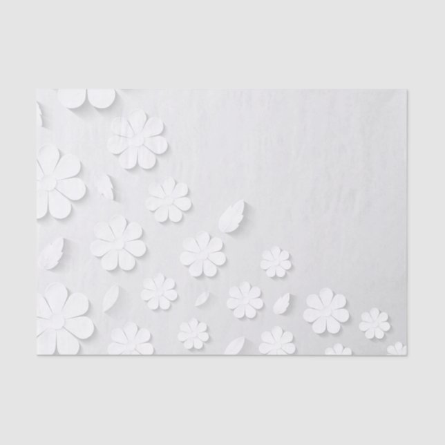 Papel De Seda Flores Brancas Delicadas (Frente )