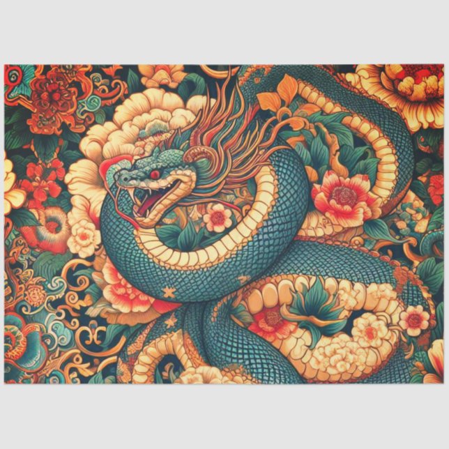 Papel De Seda Flores cobra verdes (Frente )