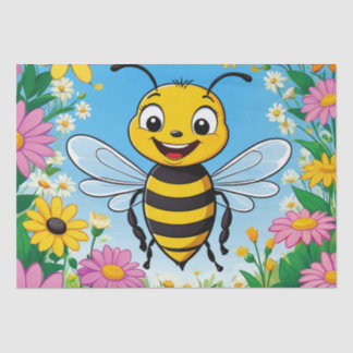 Papel De Seda Flores Coloridas De Abelhas De Cartoon