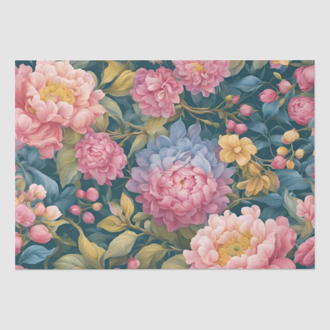 Papel De Seda Flores Coloridas Florais Brilhantes (Frente )