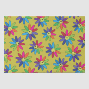 Papel De Seda Flores coloridas retrorreflectoras com padrão de f