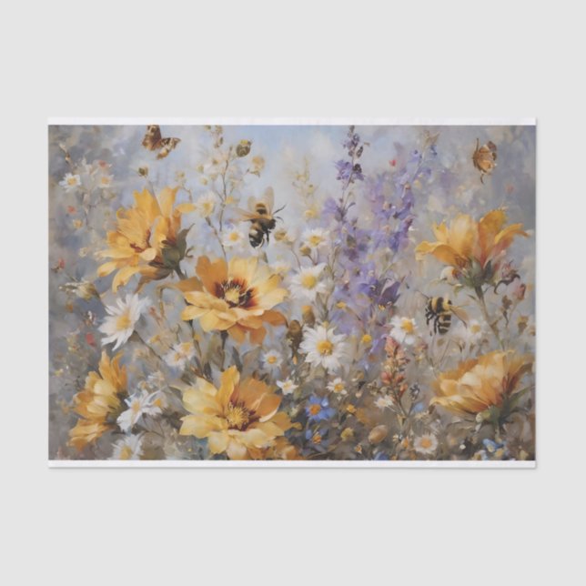 Papel De Seda Flores com a página de dissociação de abelhas e bo (Frente )