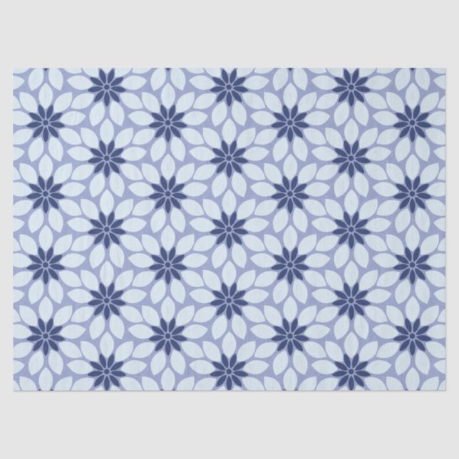 Papel De Seda Flores com Impressão de bloco azul (Frente )