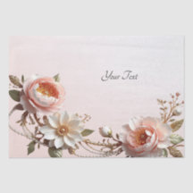 Papel de Seda Flores Cor-de-Rosa e Brancas Decorat