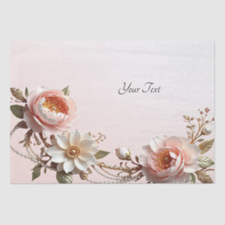 Papel de Seda Flores Cor-de-Rosa e Brancas Decorat