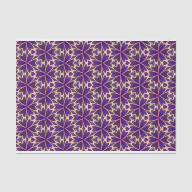 Papel De Seda Flores Cor-de-Rosa em Dourado Abstrato (Frente )