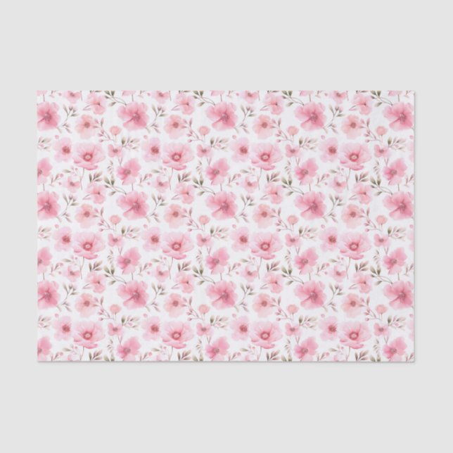 Papel De Seda Flores Cor-de-Rosa Floral (Frente )