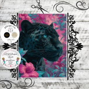 Papel De Seda Flores Cor-de-Rosa Preta Rosetta Jaguar