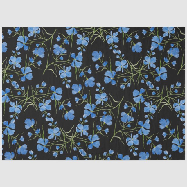 Papel De Seda Flores Cosmos Azuis (Frente )