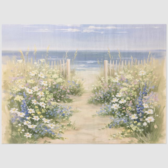 Papel De Seda Flores Costeiras Impressionistas Decoupage (Frente )