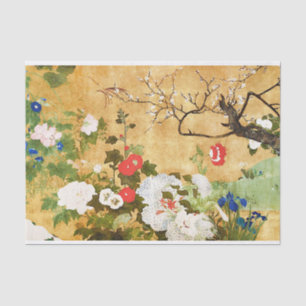 Papel De Seda Flores das quatro estações, Saito Ippo, Arte Asiát