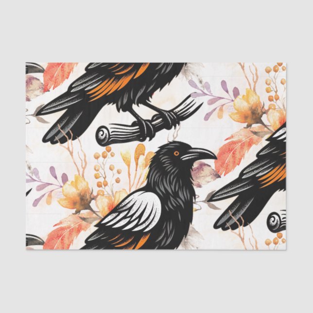 Papel De Seda Flores de Aquarela Flores Botânica Raven (Frente )