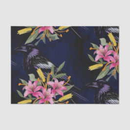 Papel De Seda Flores de Aquarela Flores Botânicos Raven