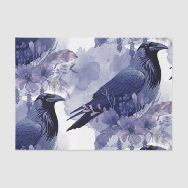 Papel De Seda Flores de Aquarela Flores Botânicos Raven (Frente )
