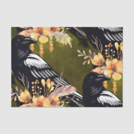 Papel De Seda Flores de Aquarela Flores Botânicos Raven