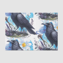 Papel De Seda Flores de Aquarela Flores Botânicos Raven