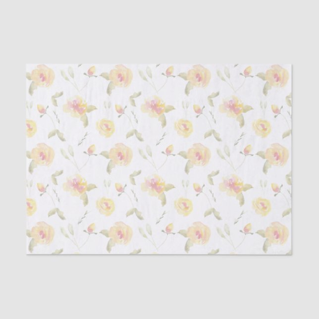 Papel De Seda Flores de Aquarela-limão (Frente )