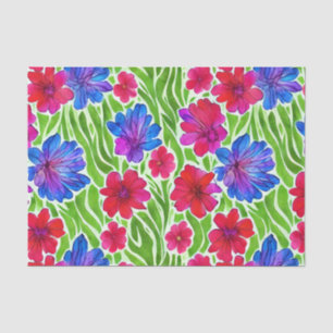 Papel De Seda Flores de aquarela pintadas à mão coloridas colori