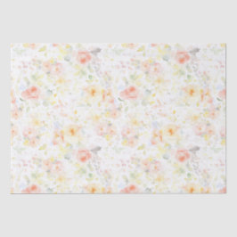 Papel De Seda Flores de Aquarela Suave Romântica Elegante