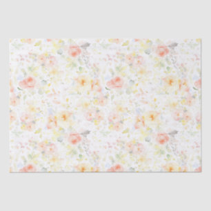 Papel De Seda Flores de Aquarela Suave Romântica Elegante