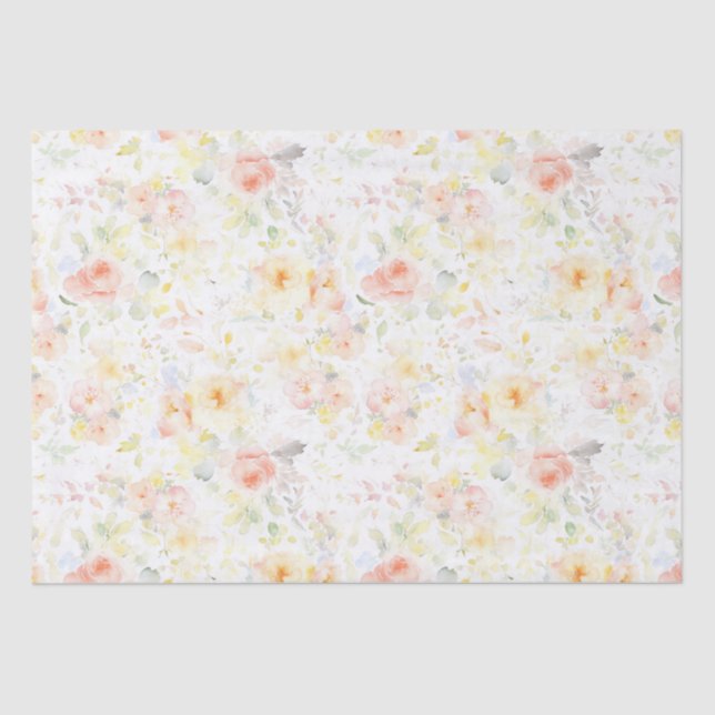 Papel De Seda Flores de Aquarela Suave Romântica Elegante (Frente )