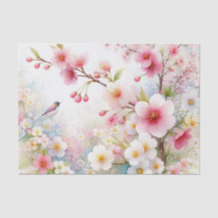 Papel De Seda Flores de Aquarelas em cores de pastel