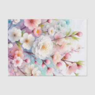Papel De Seda Flores de aquarelas em pastos macios