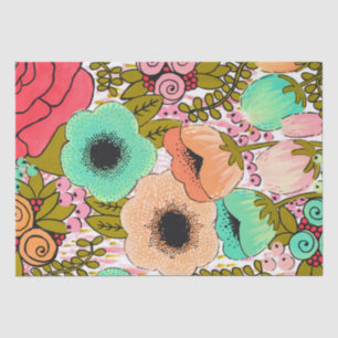 Papel De Seda Flores De Arte Pintadas Envolvimento De Enrolament